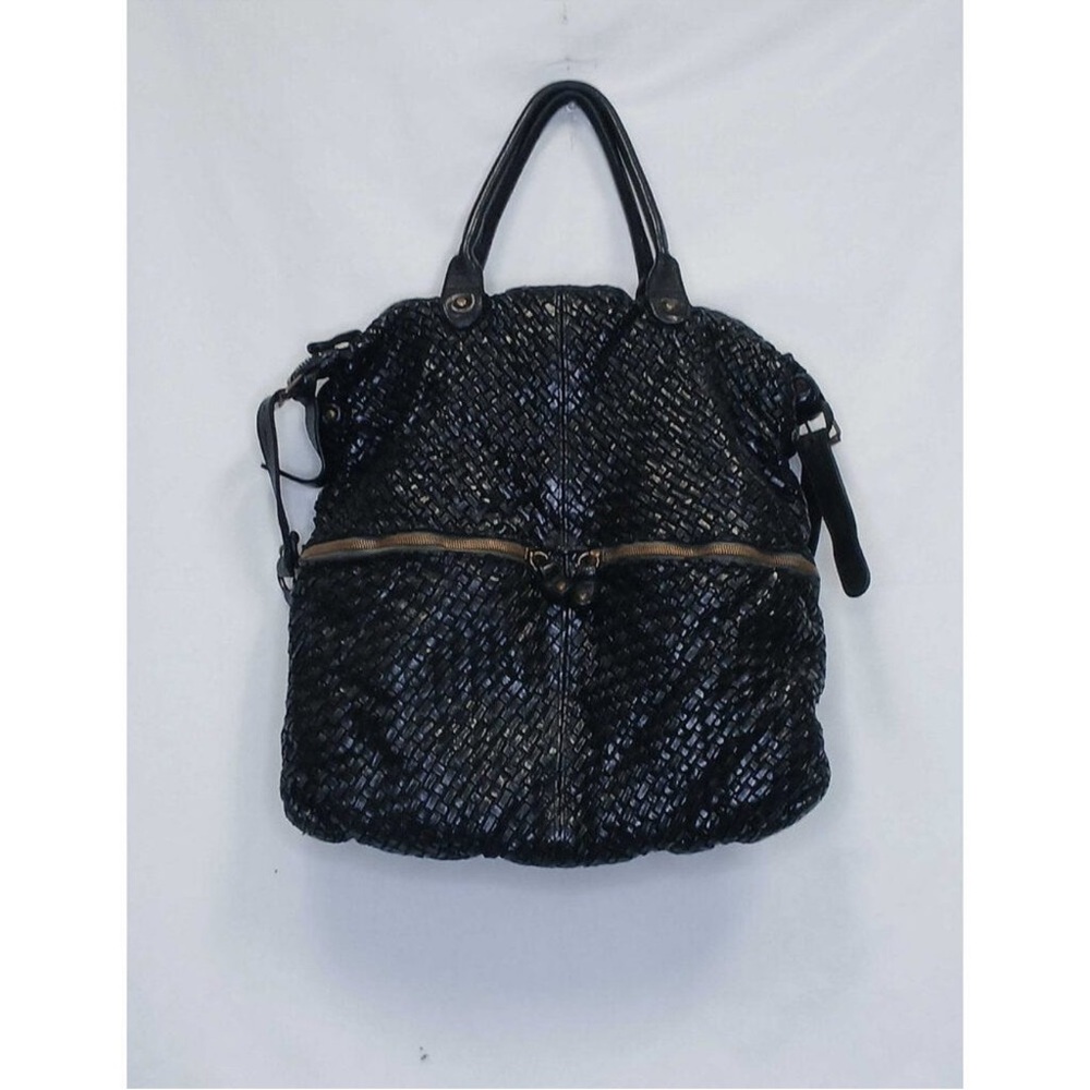 Langellotti made in Italy Black Woven leather LARGE Bag purse